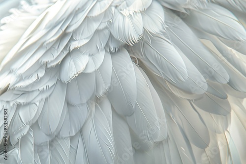A macro-beautiful abstract of a white isolated feather bird. Generative Ai © Retu