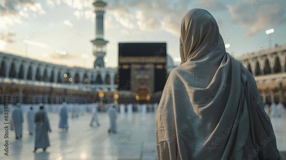 Muslim woman praying at the Kaaba in Mecca, Saudi Arabia. Muslim woman praying at the Kaaba in Mecca, Saudi Arabia.