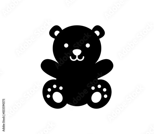 Teddy bear icon. Simple vector plushie bear toy illustration.