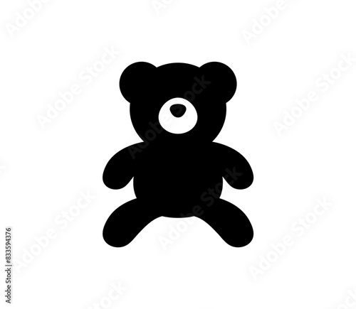 Teddy bear icon. Simple vector plushie bear toy illustration.
