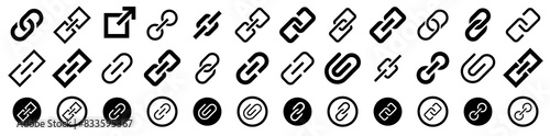 Link big icon set. Chain, link icon vector. External link. Attach link chain. Internet url icon symbol. Connection, attachment, connect, hyperlink, designInternet URL. Vector illustration.