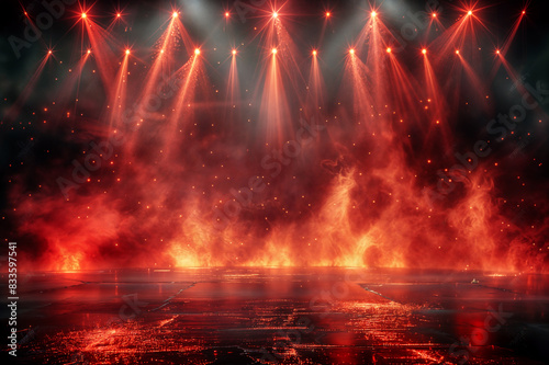 Stage filled with red lighting smoke and effects