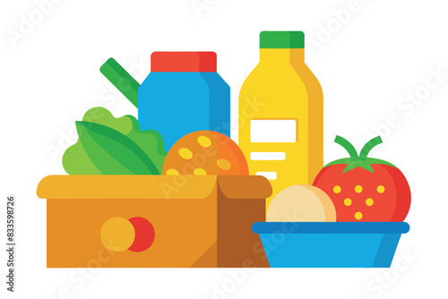 A variety of foods, including fresh fruits and vegetables, packaged goods and beverages. a range of healthy food products
