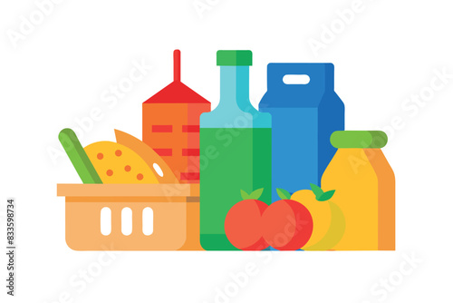 A variety of foods, including fresh fruits and vegetables, packaged goods and beverages. a range of healthy food products