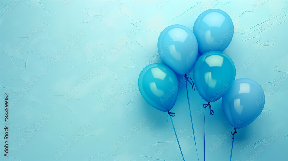 Bunch of balloons on light blue background, space for text. Greeting card. Bunch of balloons on light blue background, space for text. Greeting card.