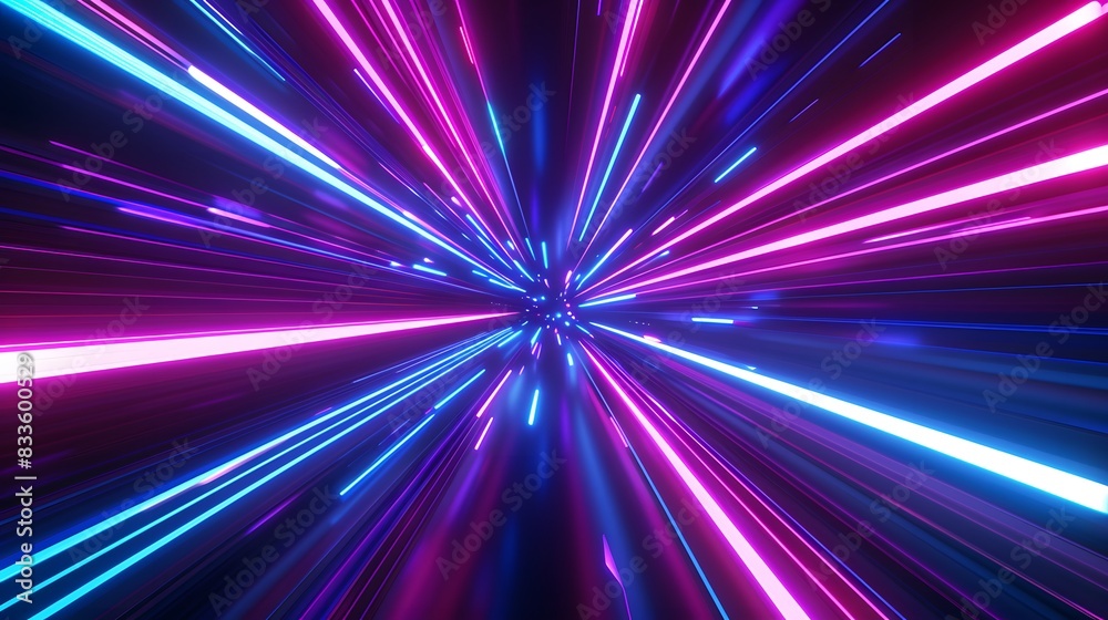 Vibrant neon light rays background, glowing blue and purple lines in space tunnel Vibrant neon light rays background, glowing blue and purple lines in space tunnel