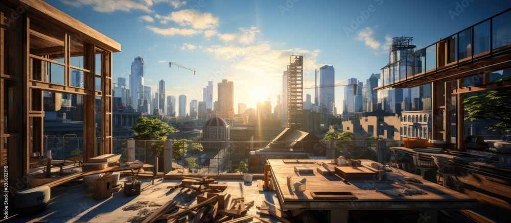Fototapeta premium Construction project idea concept, construction building work site background