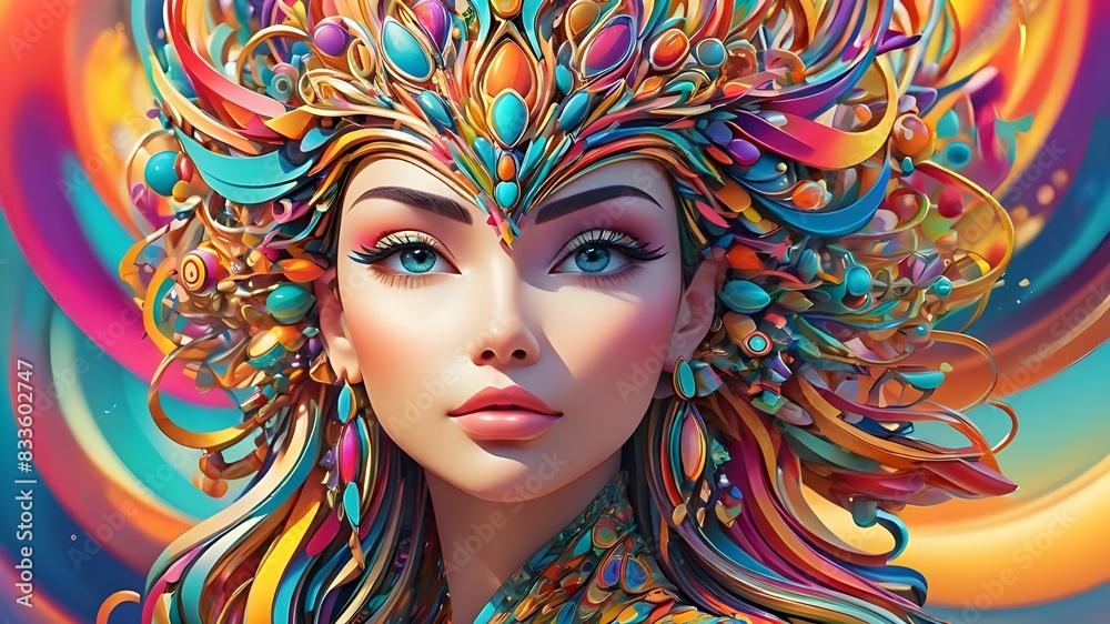 Abstract head with lines, 3d render Abstract head with lines, 3d render