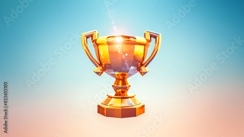 A trophy symbol, gleaming with victory and achievement against a pristine white backdrop. This trophy icon represents rewards or accolades that players can earn for their accomplishments in games,