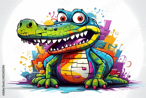 street graffiti design  colorful crocodile graffiti