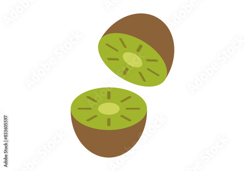 Kiwi cortado por la mitad en fondo blanco