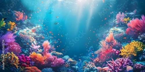 Amazing colorful coral reef and tropical fish