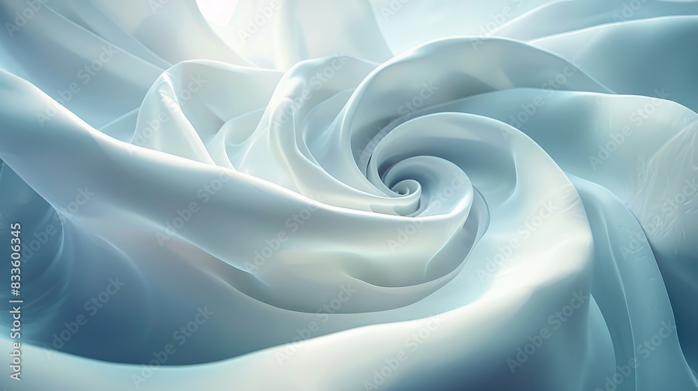 Obraz premium Abstract swirling blue fabric texture with soft light.