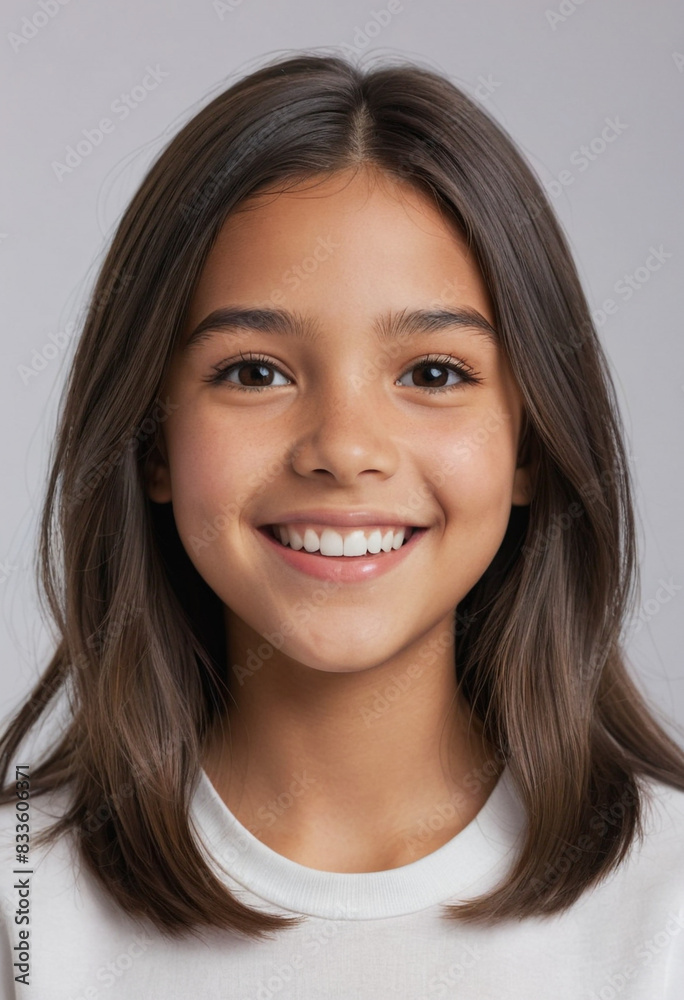 portrait view of a regular happy smiling North American girl , ultra realistic, candid, social media, avatar image, plain solid background portrait view of a regular happy smiling North American girl , ultra realistic, candid, social media, avatar image, plain solid background