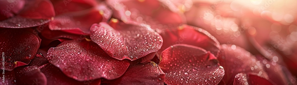 Close-up of red rose petals, soft and delicate. Close-up of red rose petals, soft and delicate.