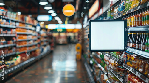 blank white board in supermarket