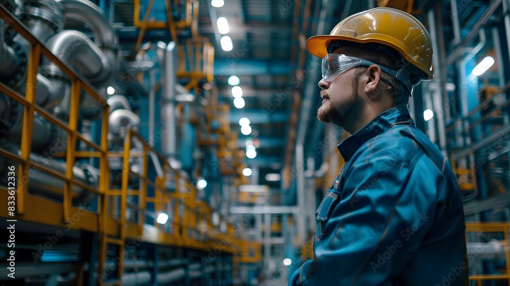 Illustration of Investing in training and education programs to upskill workers for new technologies and processes in industrial plants. Ai Generate.