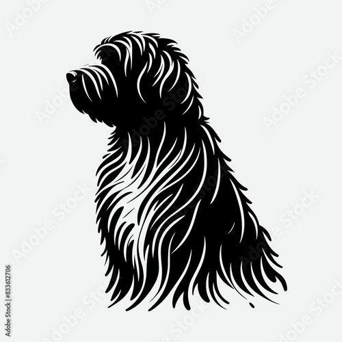 Wallpaper Mural Black and White Silhouette of a Portuguese Water Dog Torontodigital.ca