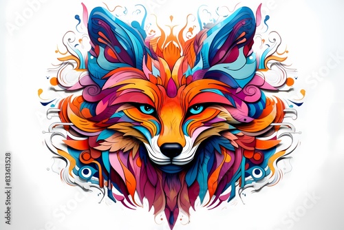 street graffiti design, colorful fox graffiti