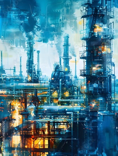 Illustration of Investing in training and education programs to upskill workers for new technologies and processes in industrial plants. Ai Generate.