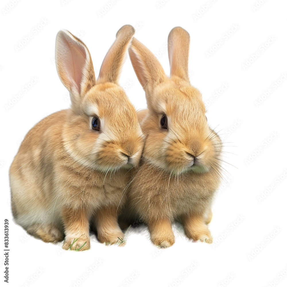 Obraz premium two rabbits on white background