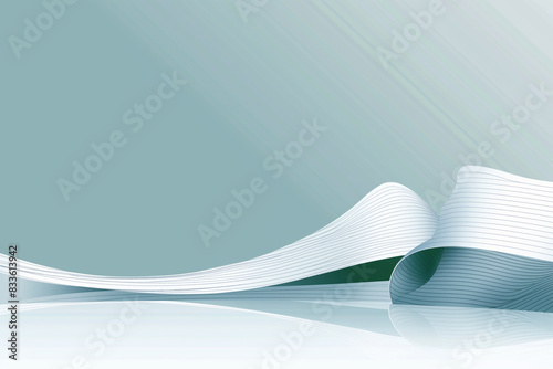A blue and white background with a white wave. The wave is curved and has a lot of detail
