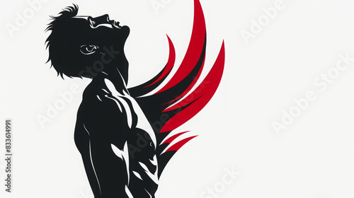 Wallpaper Mural Silhouette of Man with Red Graphic Wings Torontodigital.ca