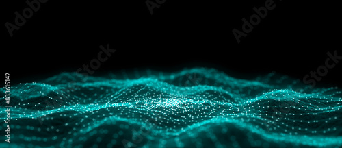 Circle blue wave of particles. Abstract background with a dynamic wave. 3d rendering.