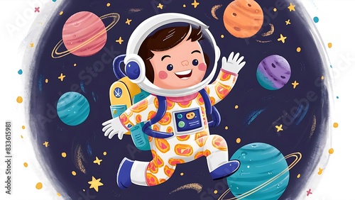 cute astronaut space pattern wallpaper