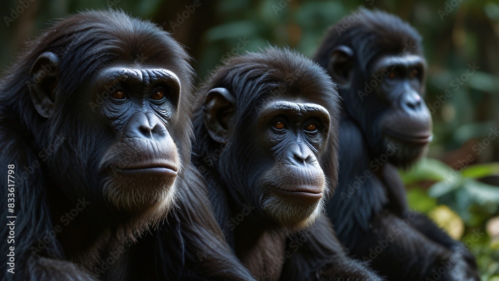 closeup group of wild apes in nature closeup group of wild apes in nature