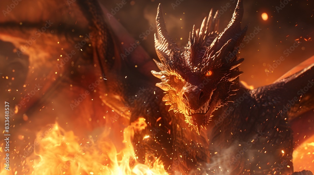 Awe-Inspiring Mythical Dragon Unleashing Scorching Flames in Apocalyptic Realm Awe-Inspiring Mythical Dragon Unleashing Scorching Flames in Apocalyptic Realm