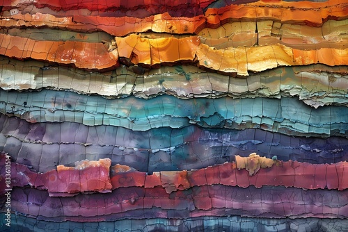 Layers of rock strata in vibrant hues
