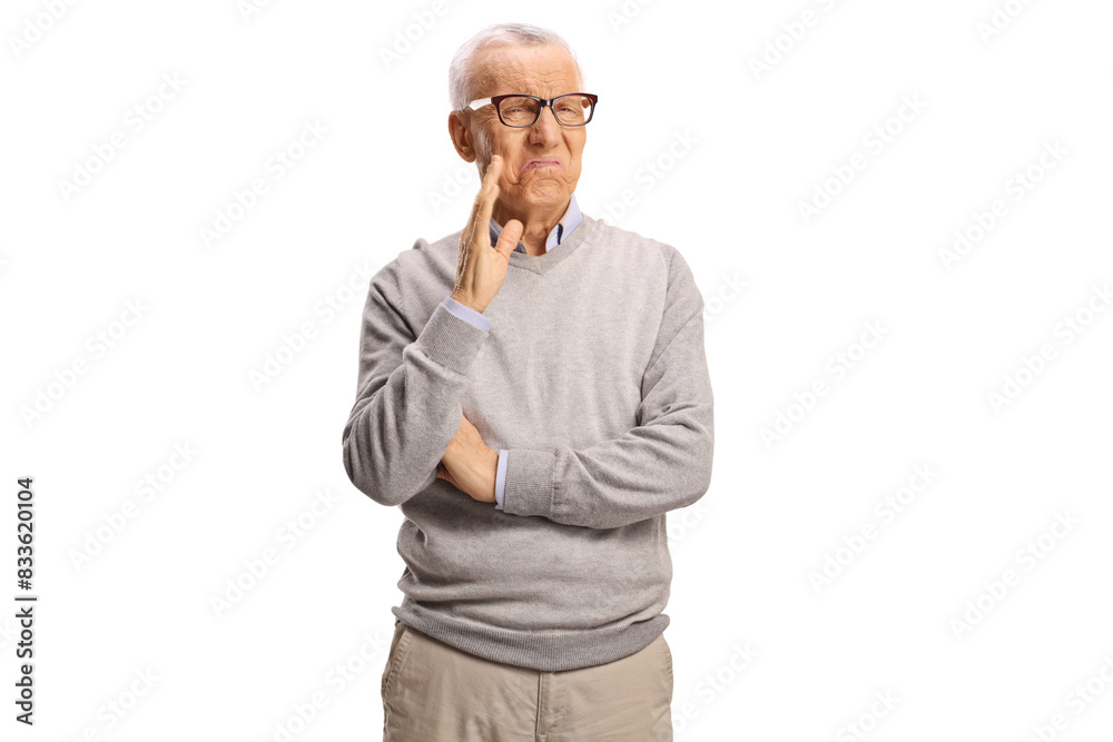 Disgusted elderly man gesturing with hand Disgusted elderly man gesturing with hand