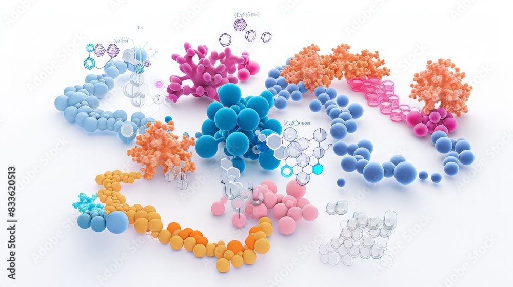 A complex diagram showing the interaction between enzyme molecules and their substrates, emphasizing the lock-and-key model A complex diagram showing the interaction between enzyme molecules and their substrates, emphasizing the lock-and-key model