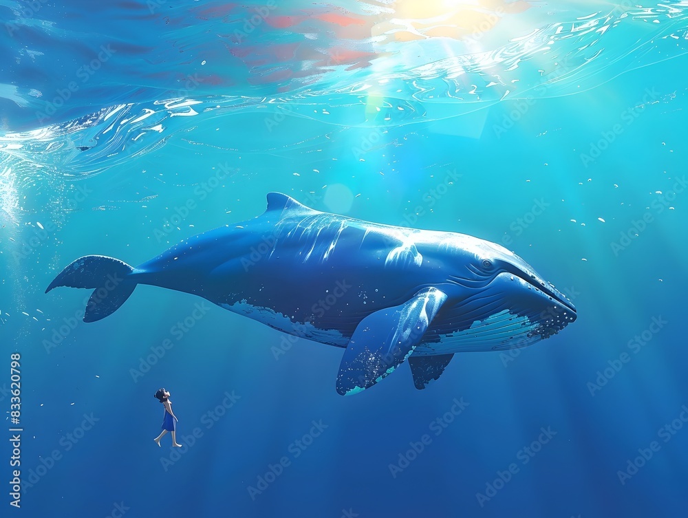 Majestic Giant Shark Prowls the Depths of the Vibrant Ocean Underwater Majestic Giant Shark Prowls the Depths of the Vibrant Ocean Underwater