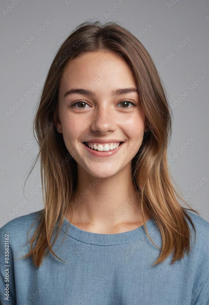 portrait view of a regular happy smiling Australians girl , ultra realistic, candid, social media, avatar image, plain solid background portrait view of a regular happy smiling Australians girl , ultra realistic, candid, social media, avatar image, plain solid background
