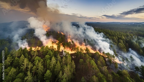 Obraz na płótnie a forest fire seen from above w salonie
