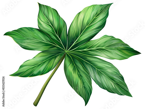 Fatsia japonica leaf die cut PNG style isolated on white and transparent background photo