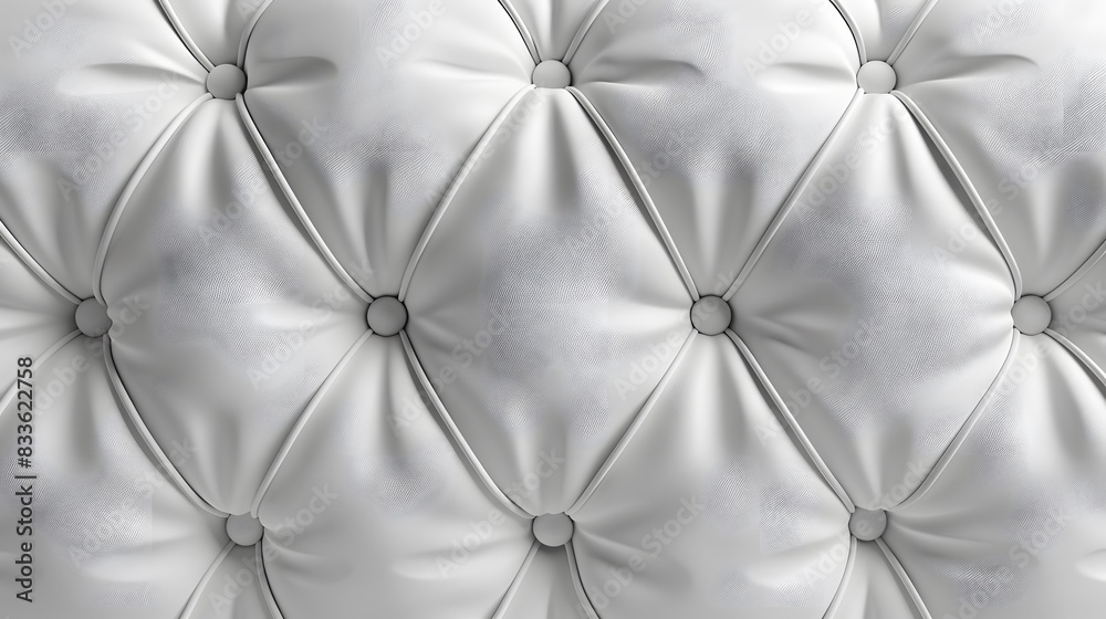 Fototapeta premium 3d render, White leather buttoned chesterfield pattern background. Abstract white leather sofa texture.