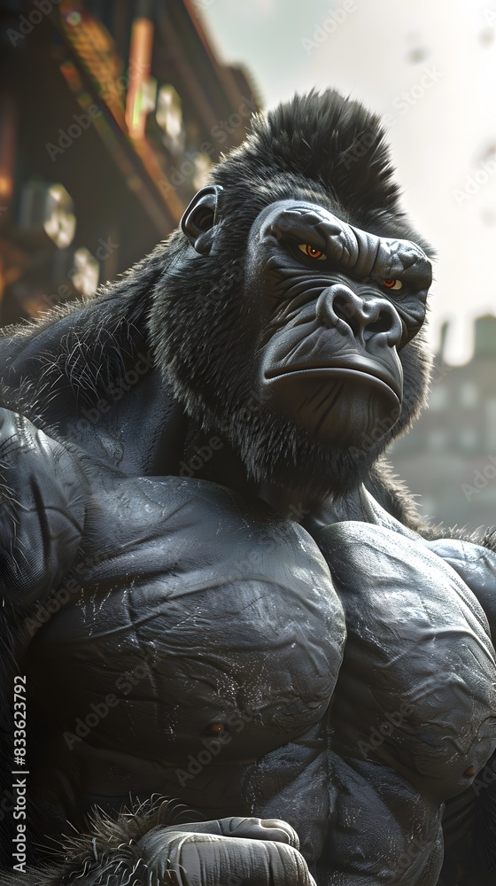Powerful and Ferocious Gorilla Roaring in the Jungle Powerful and Ferocious Gorilla Roaring in the Jungle