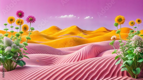 Desert Dunes - Minimalistic depiction of soft, flowing sand dunes in warm earth tones, evoking a serene and tranquil atmosphere