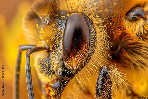 Macro shot of pollen on a beea??s leg photo