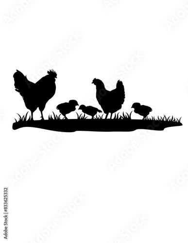 Farm Chicken | Farm Animals | Chicken and Chicks | Farm Life | Rooster & Hen | Livestock | Poultry | Farm Scene | Barn Owner | Original Illustration | Vector and Clipart | Cutfile and Stencil