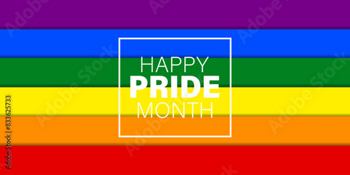HAPPY PRIDE MONTH Rainbow alphabet.Happy pride month.Celebrate lgbt pride month with colorful rainbow pride background for banner, greeting card, poster, web banner, social media