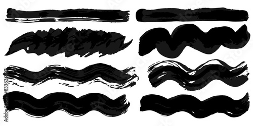 Vector set of grunge watercolor broad strokes
