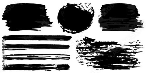 Vector set of grunge watercolor broad strokes
