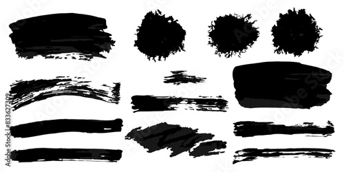 Vector set of grunge watercolor broad strokes