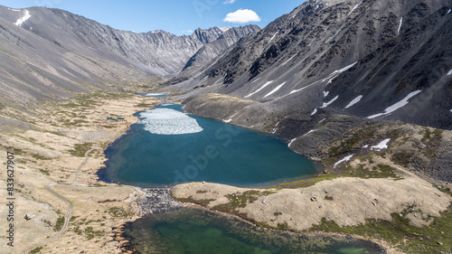 sacred shamanic historical places from the height of a drone flight in the southern regions of Altai in May