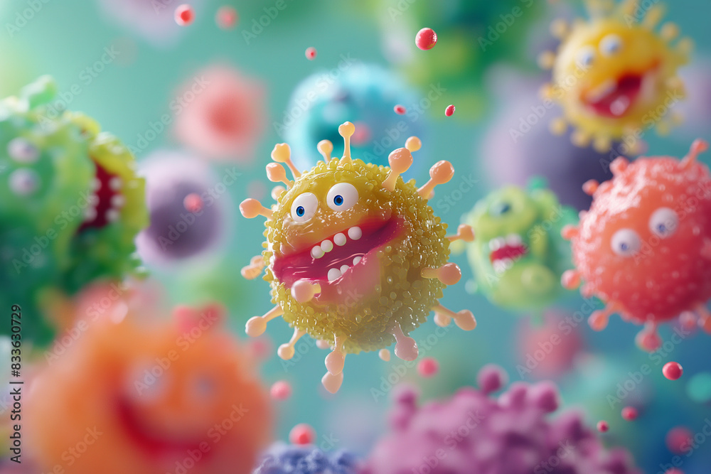 3d render cute emotional of bacteria or virus low polygon detailed 3d, cartoon 3d, plasticine style 3d, Isolated corbackground 3d render cute emotional of bacteria or virus low polygon detailed 3d, cartoon 3d, plasticine style 3d, Isolated corbackground