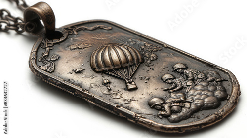 Vintage Military Dog Tag with Paratrooper Design photo
